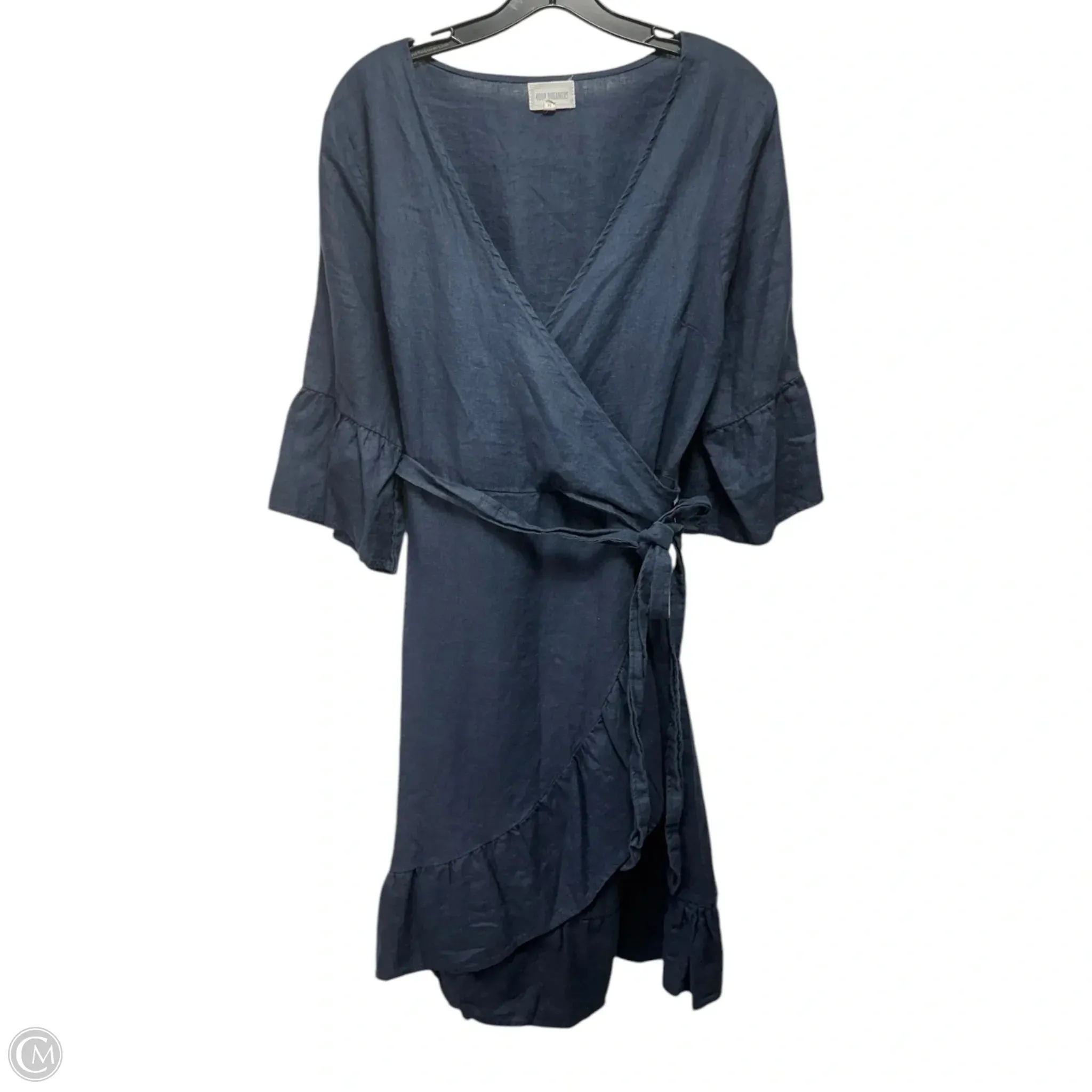 Linen Dress Casual Midi By 4our Dreamers In Navy, Size: M