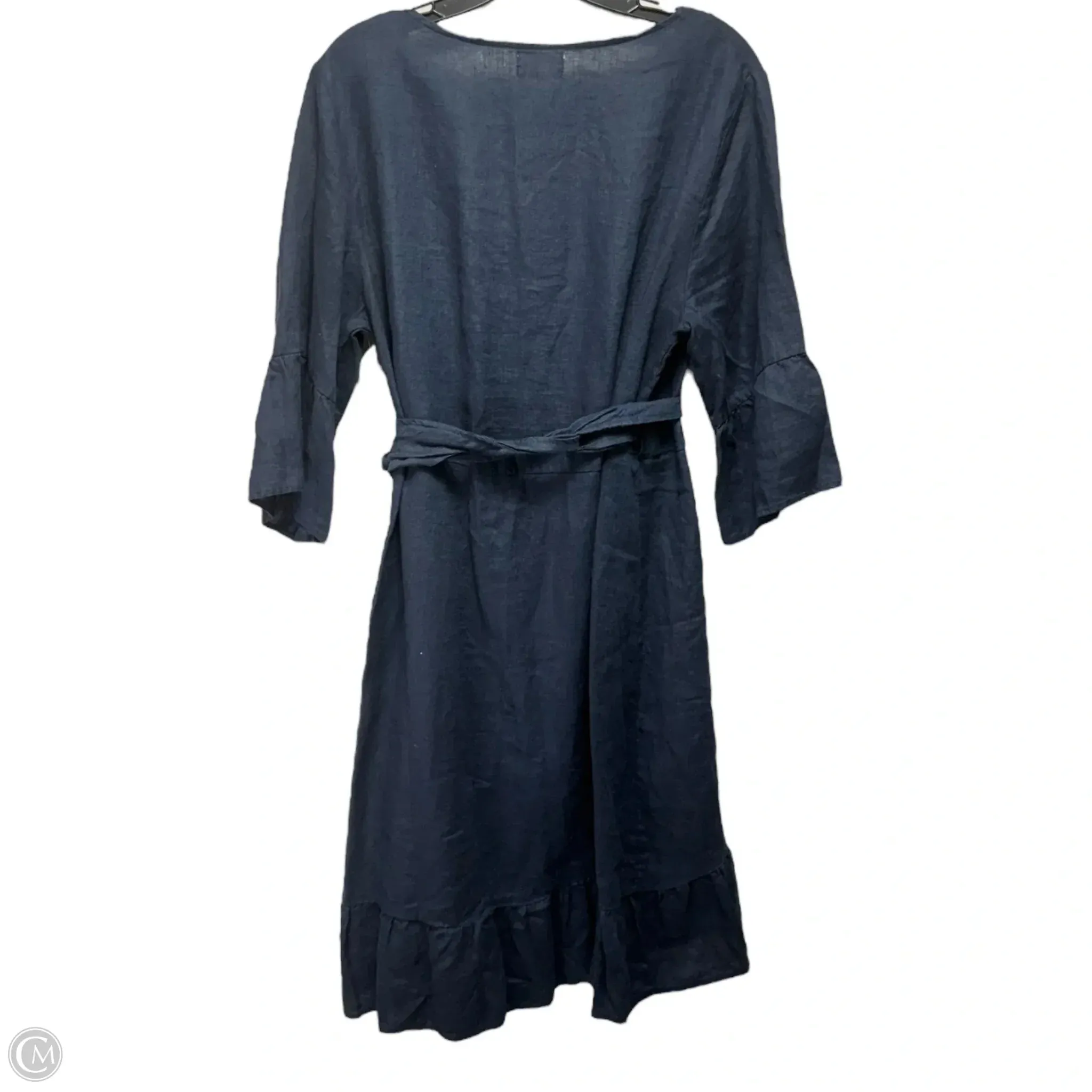 Linen Dress Casual Midi By 4our Dreamers In Navy, Size: M