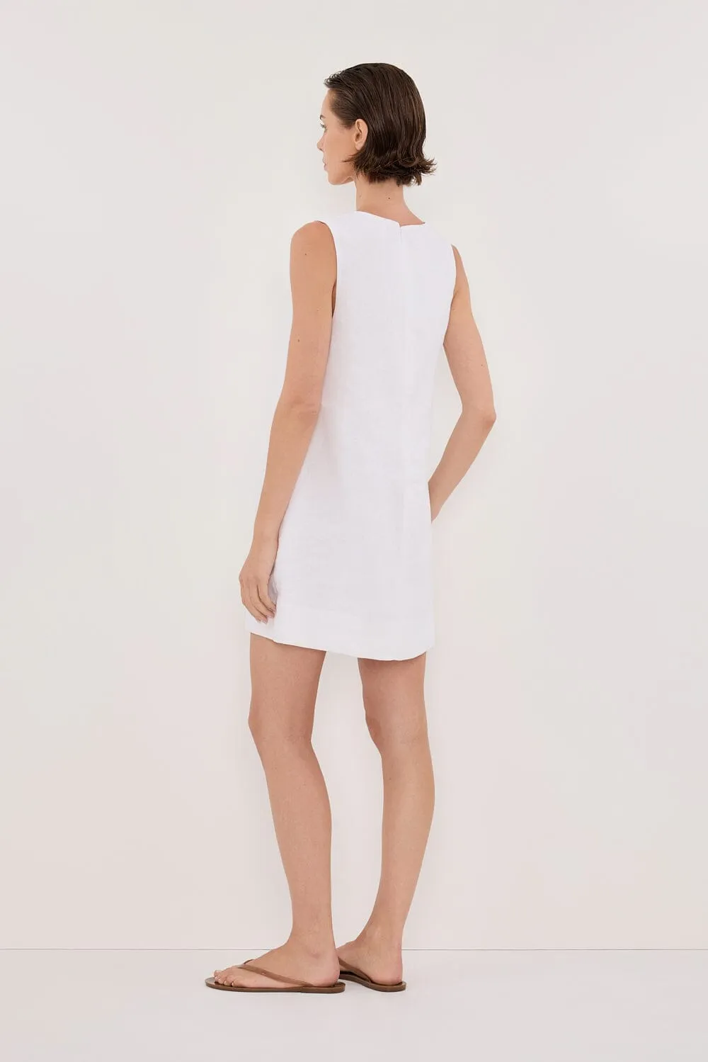 LOTUS WHITE LINEN MINI DRESS