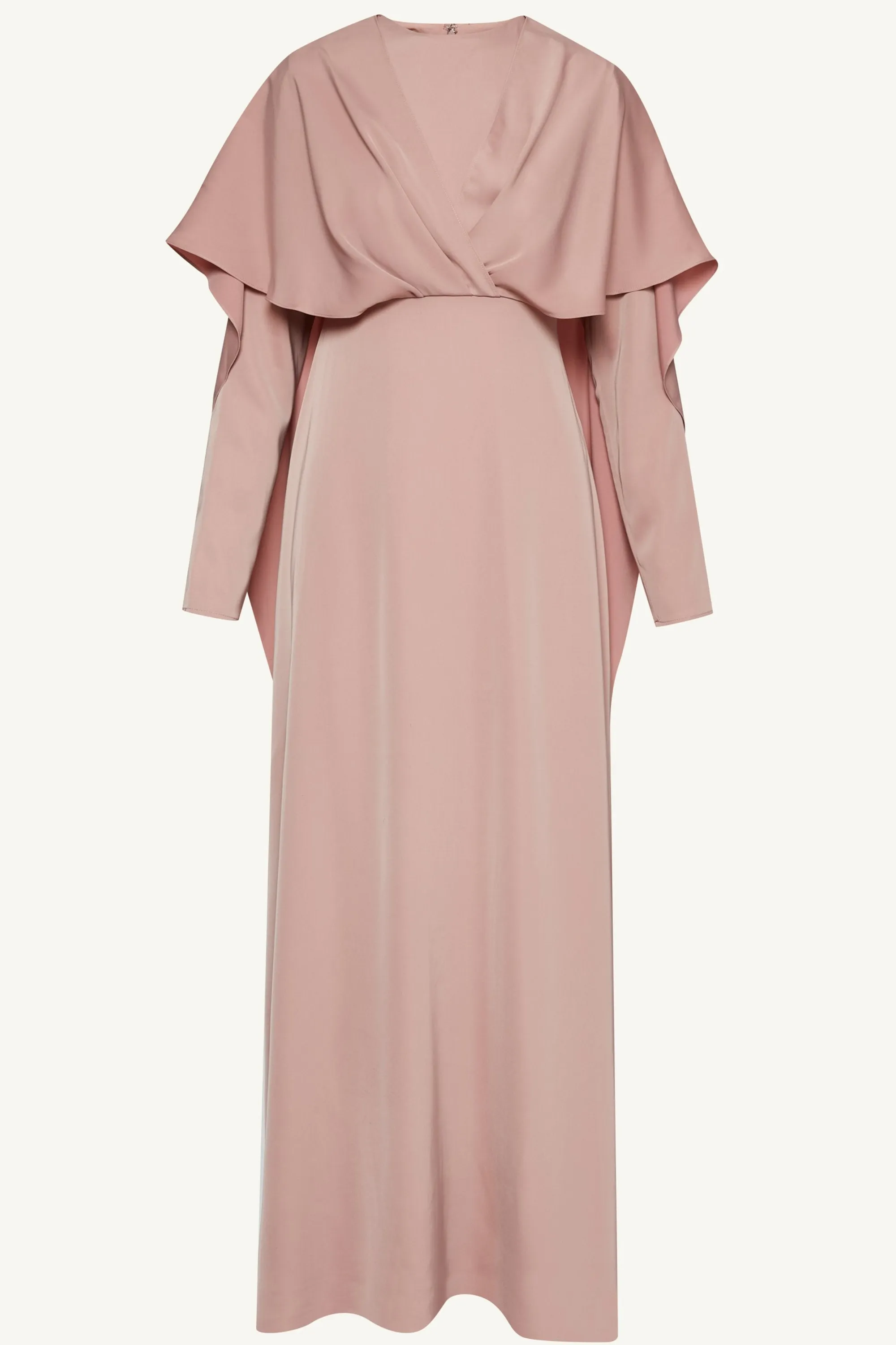 Misbah Cross Front Cape Gown - Dusty Rose