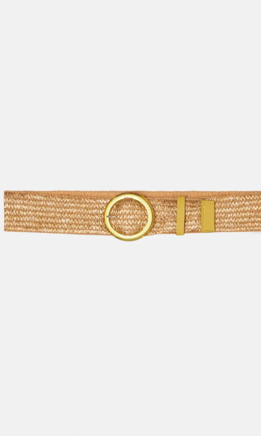 Momoni Amber Elastica Raffia Belt - Sand Rope