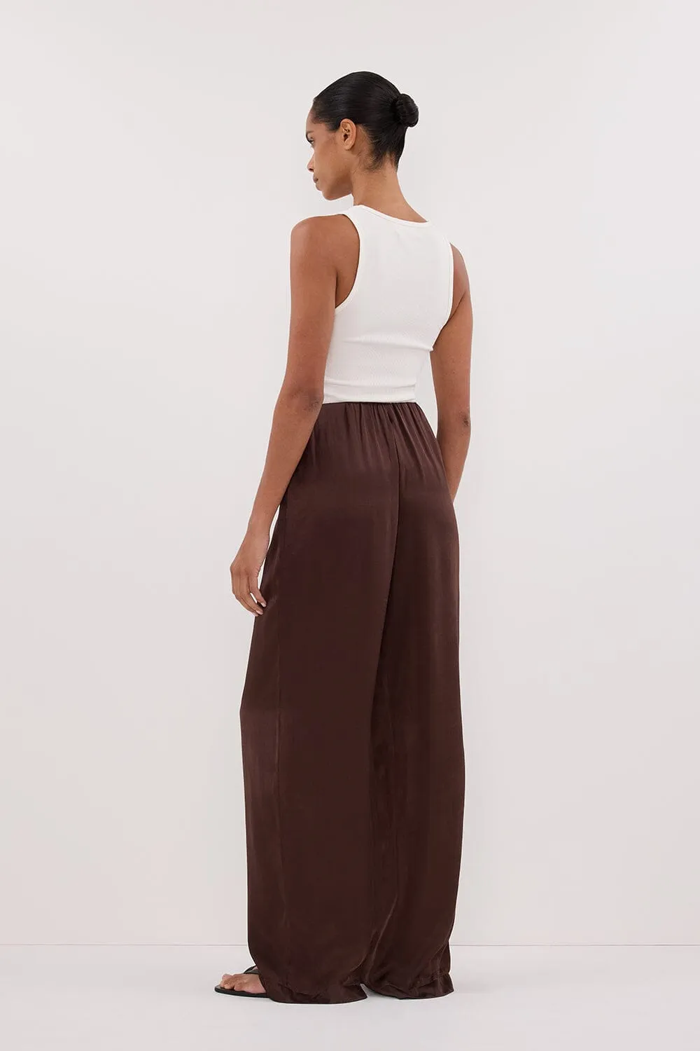 MONICA BITTER CHOC SATIN PANT