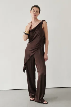 MONICA BITTER CHOC SATIN PANT