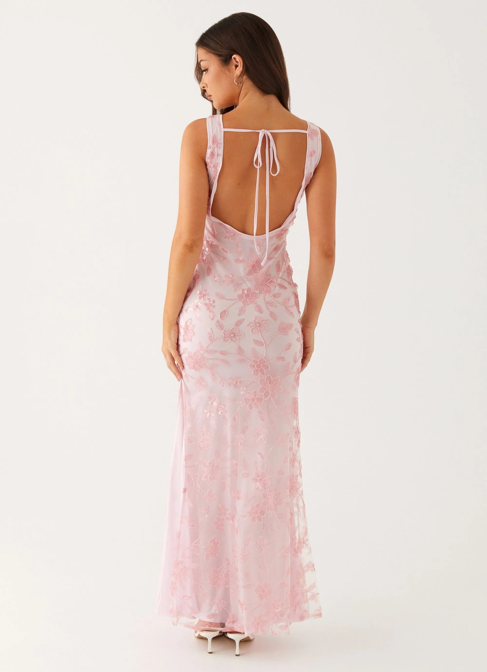 Moorey High Neck Maxi Dress - Pink