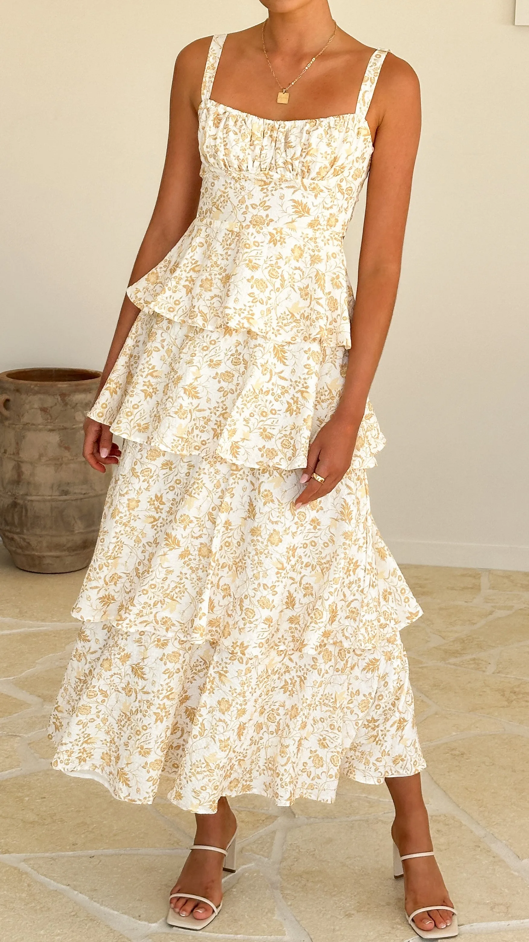 Page Maxi Dress - Yellow Floral