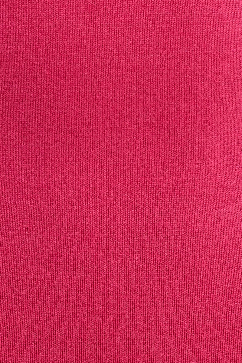Pink Bodycon Dress Sleeveless Midi Knit