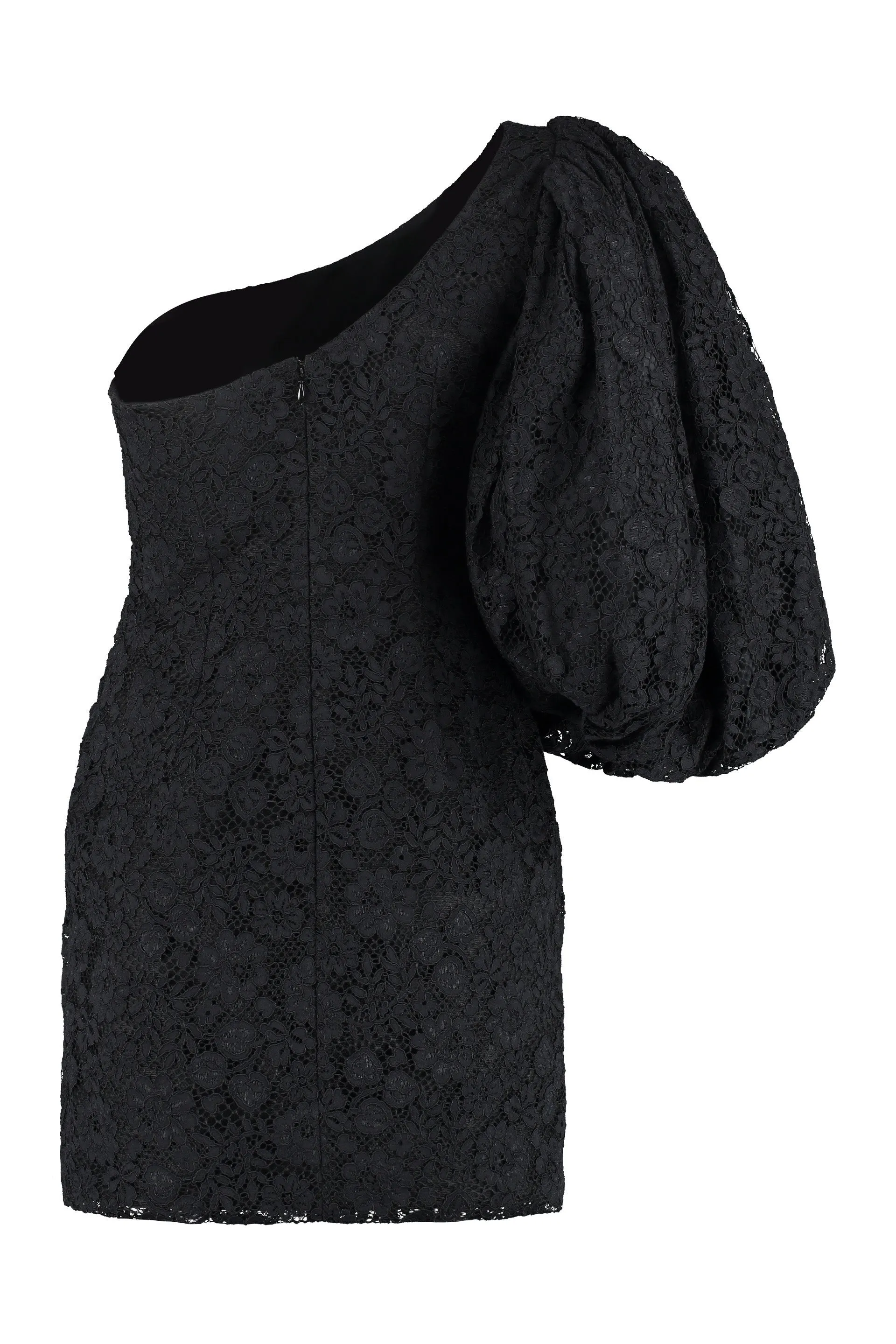 Pinko One-Shoulder Lace Detailed Mini Dress