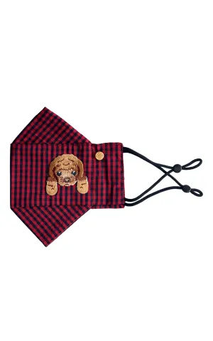 Poodle Red Gingham Box Pleat Mask ( w Filter Pocket)