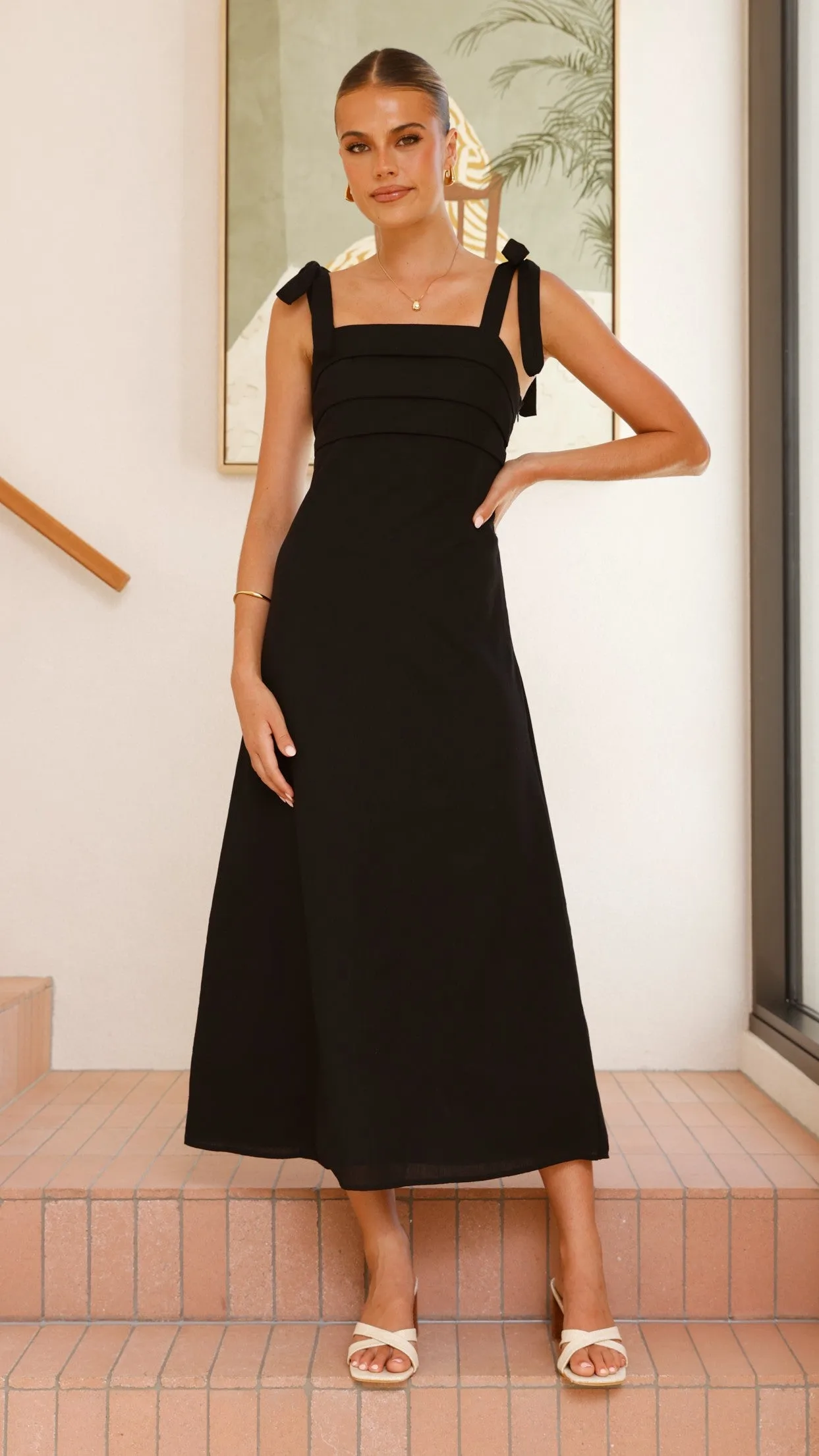 Rayana Tie Maxi Dress - Black