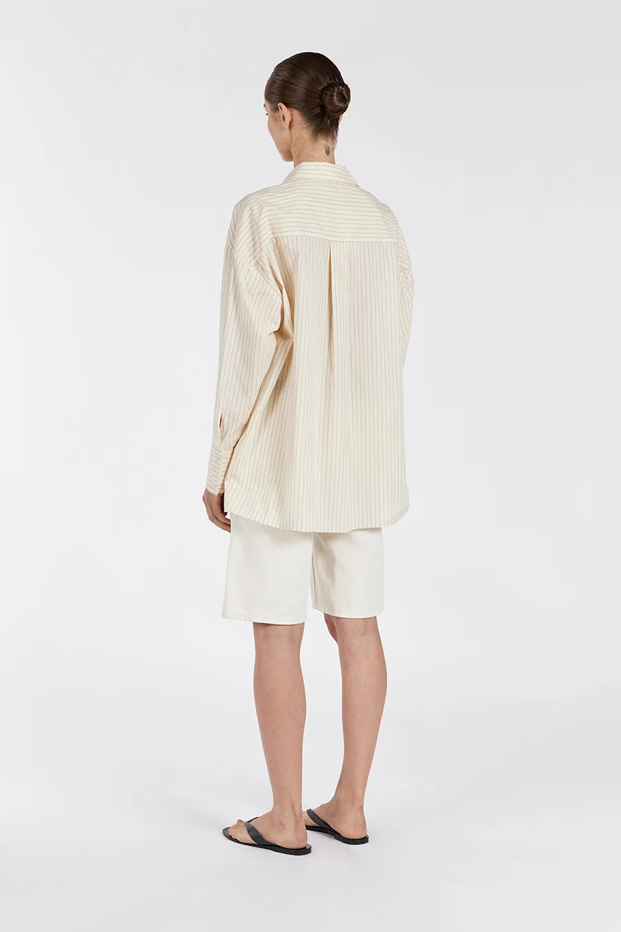 RILEY CREAM COTTON STRIPE SHIRT