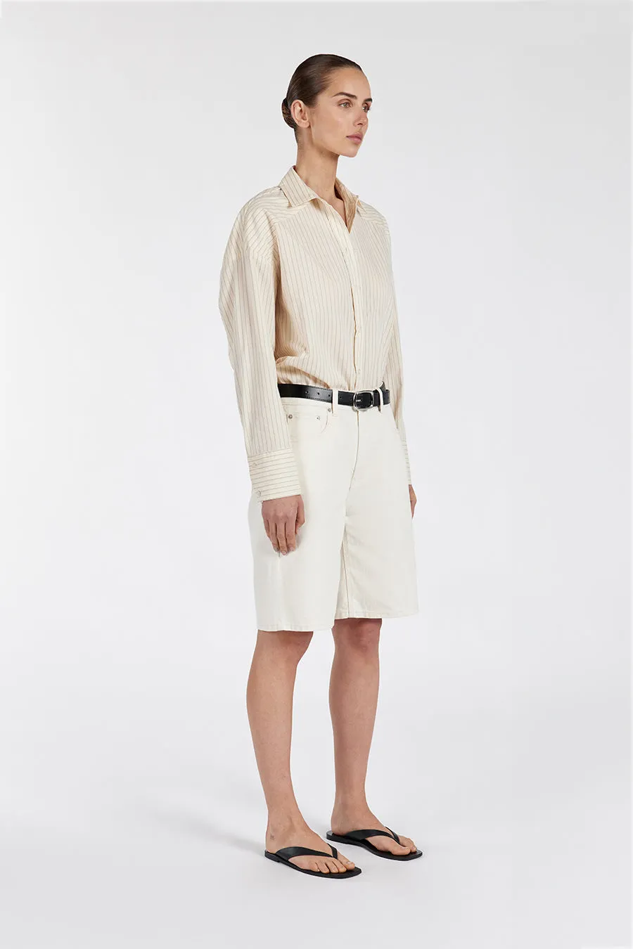 RILEY CREAM COTTON STRIPE SHIRT