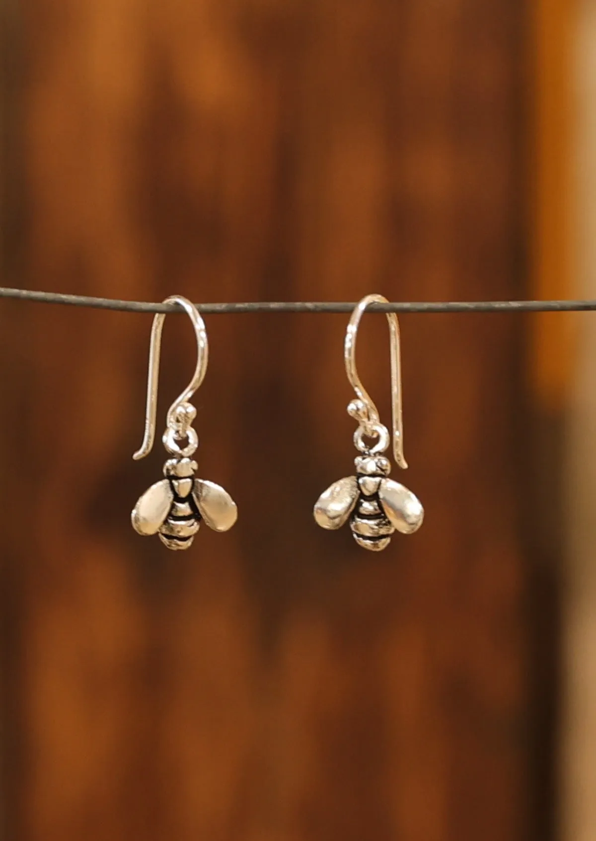 Silver Bee Dangly Earrings