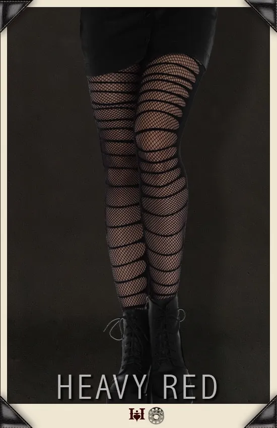 Slashed Fishnet Full Length Stockings
