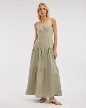 Sorrento Linen Maxi Dress - Sage