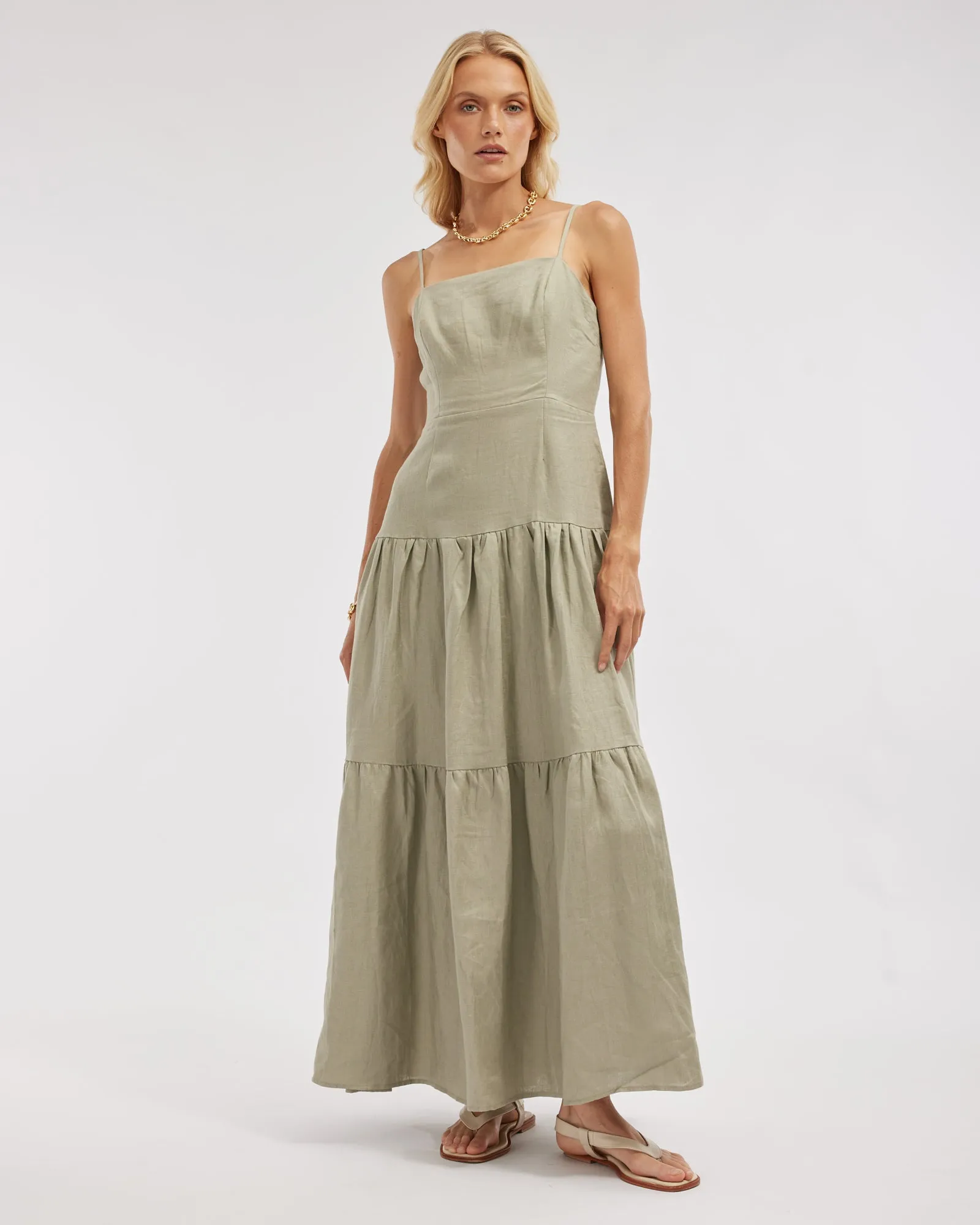 Sorrento Linen Maxi Dress - Sage