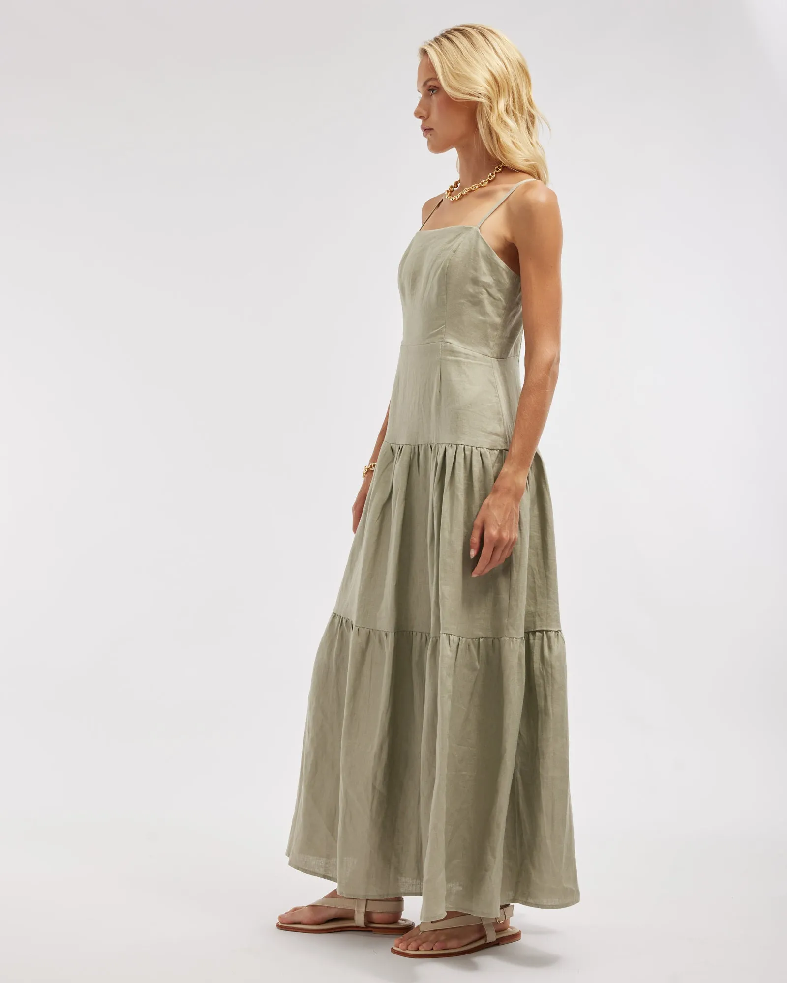 Sorrento Linen Maxi Dress - Sage
