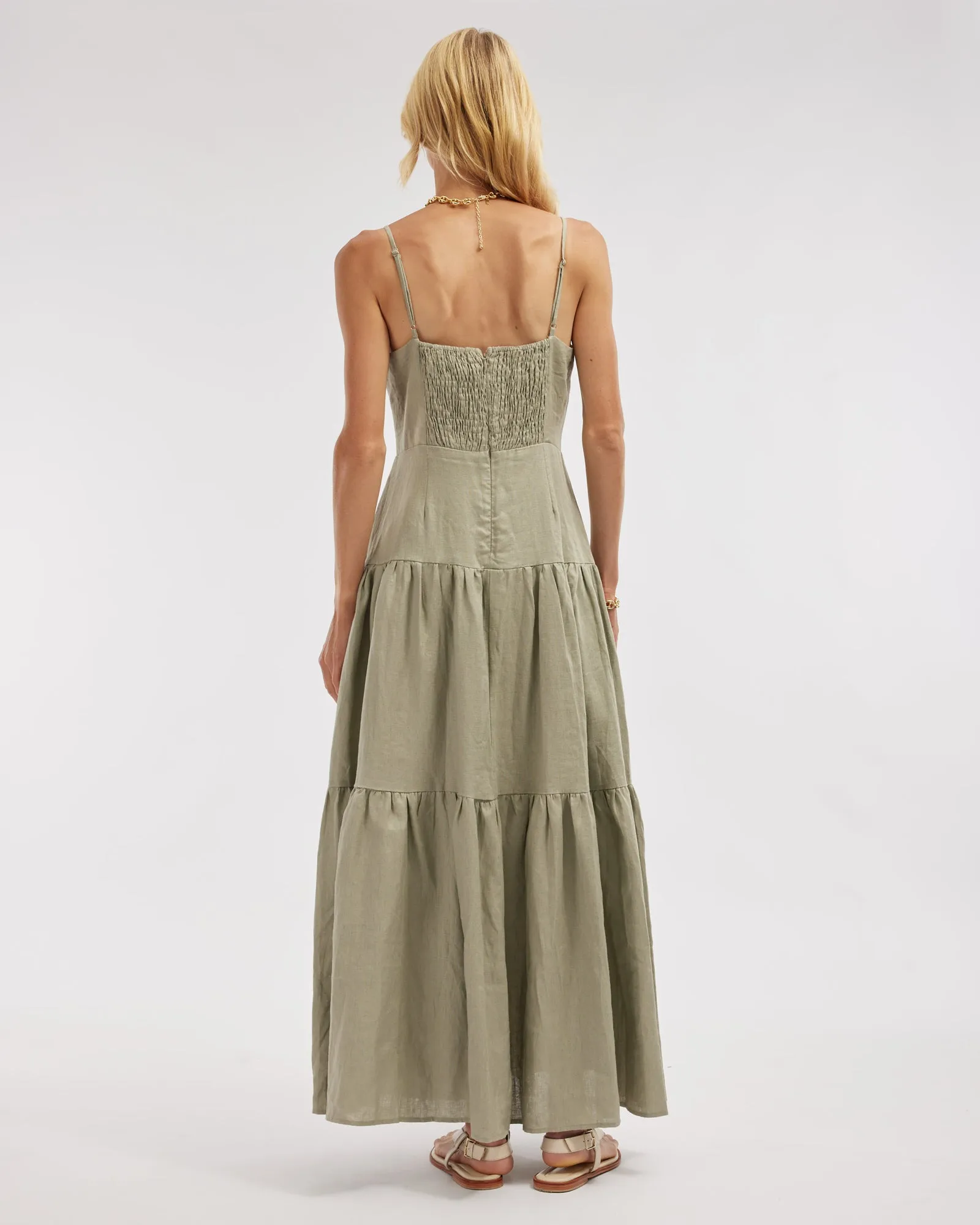 Sorrento Linen Maxi Dress - Sage