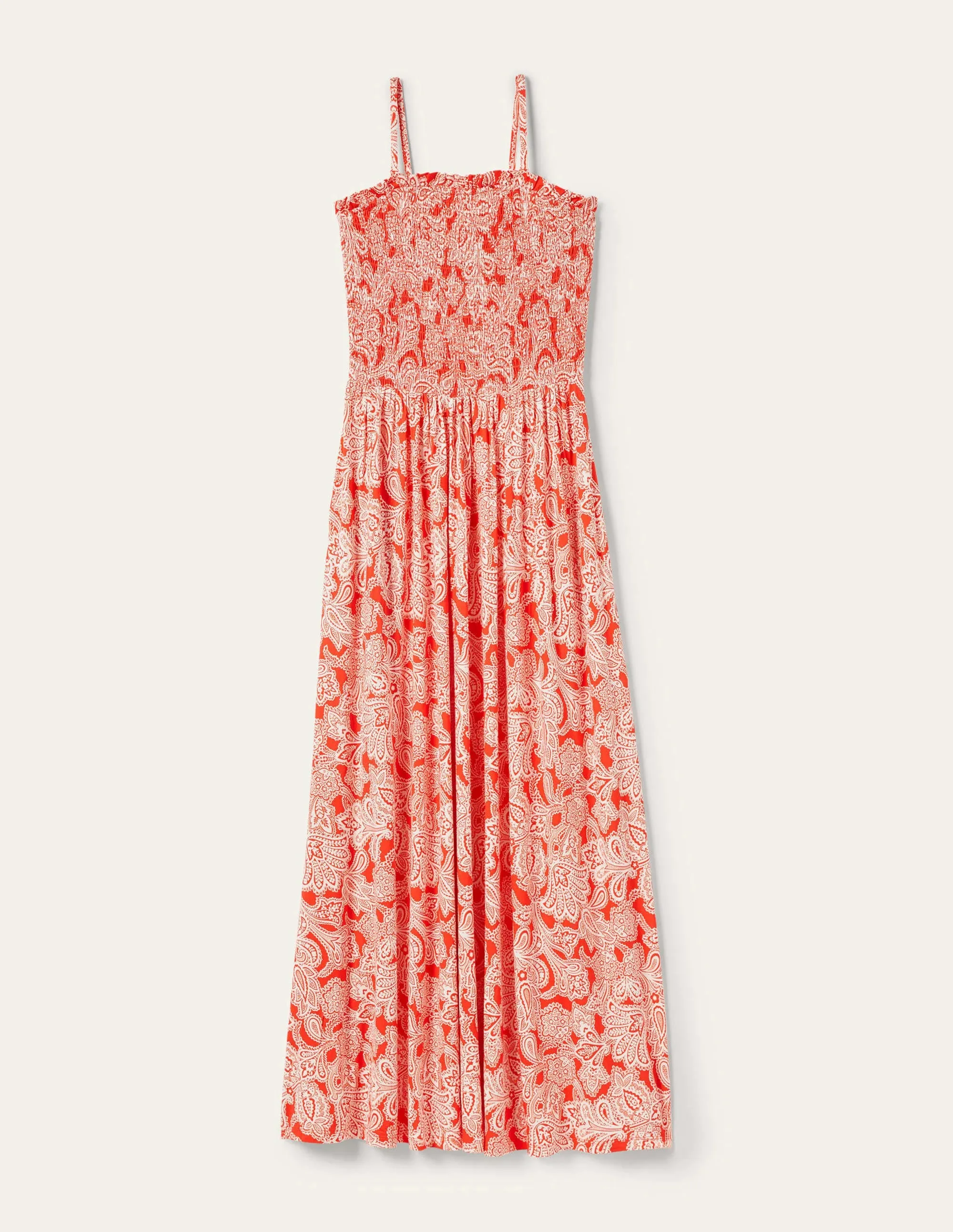 Strapless Jersey Maxi Dress-Firecracker. Paisley Bud