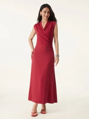 Ultrasoft Tencel Surplice Gathered Maxi Dress