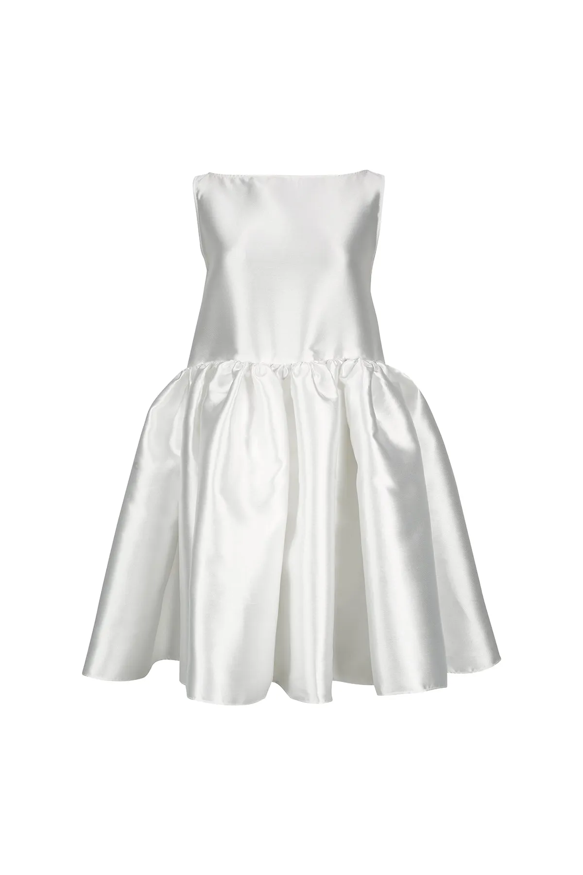 WHITE SHORT SLEEVELESS PUFF DRESS
