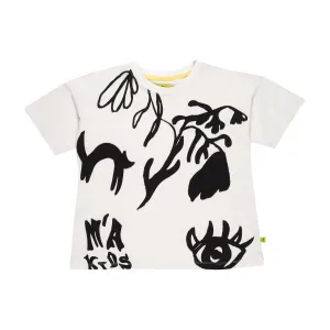 WHITE T-SHIRT WITH PATCH EMBROIDERY