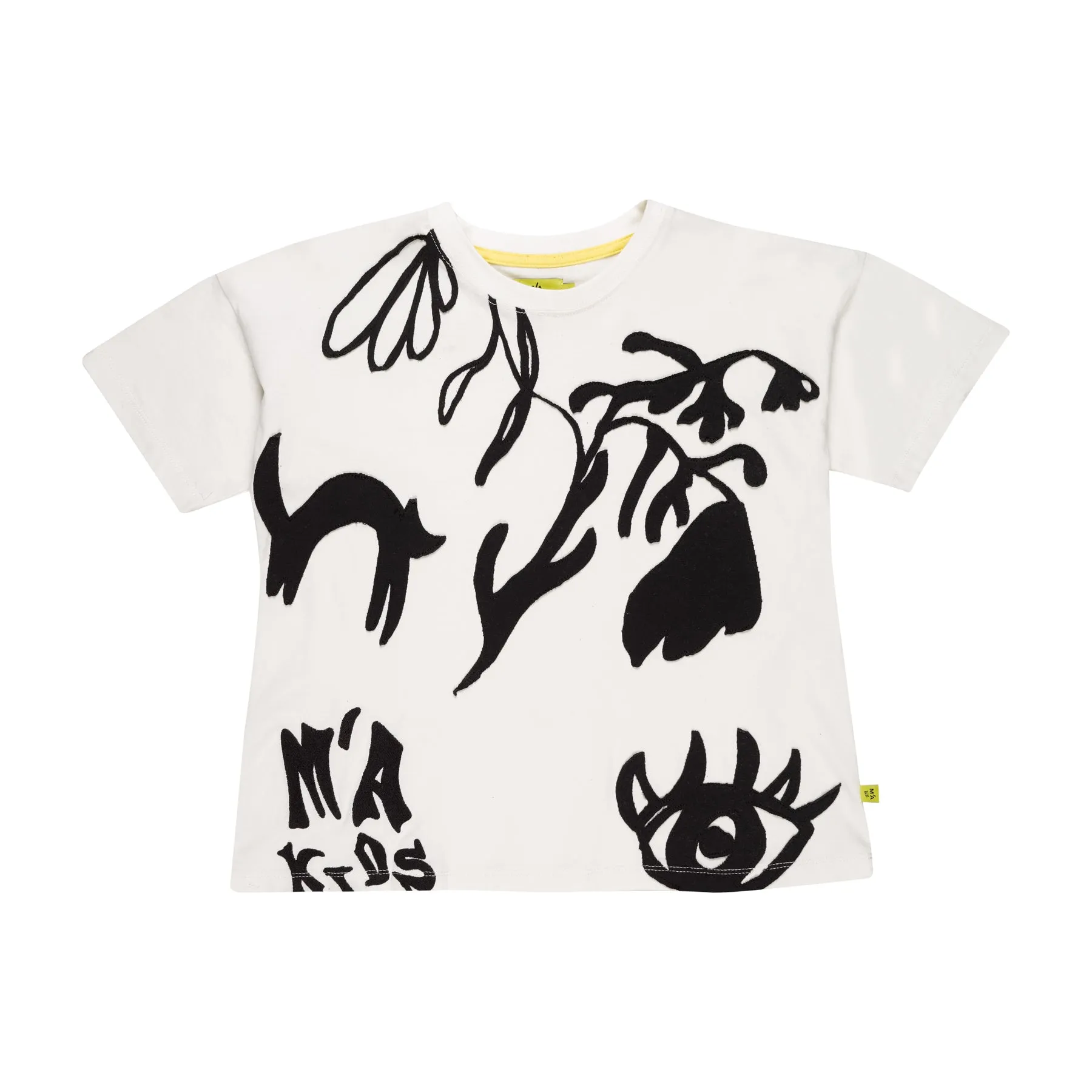 WHITE T-SHIRT WITH PATCH EMBROIDERY