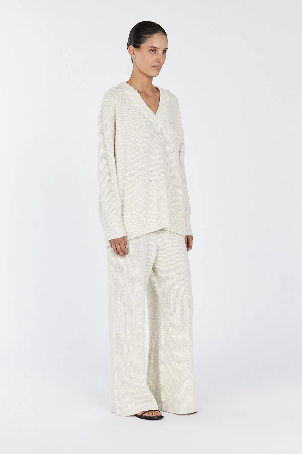ZELIE CREAM MARLE KNIT PANT