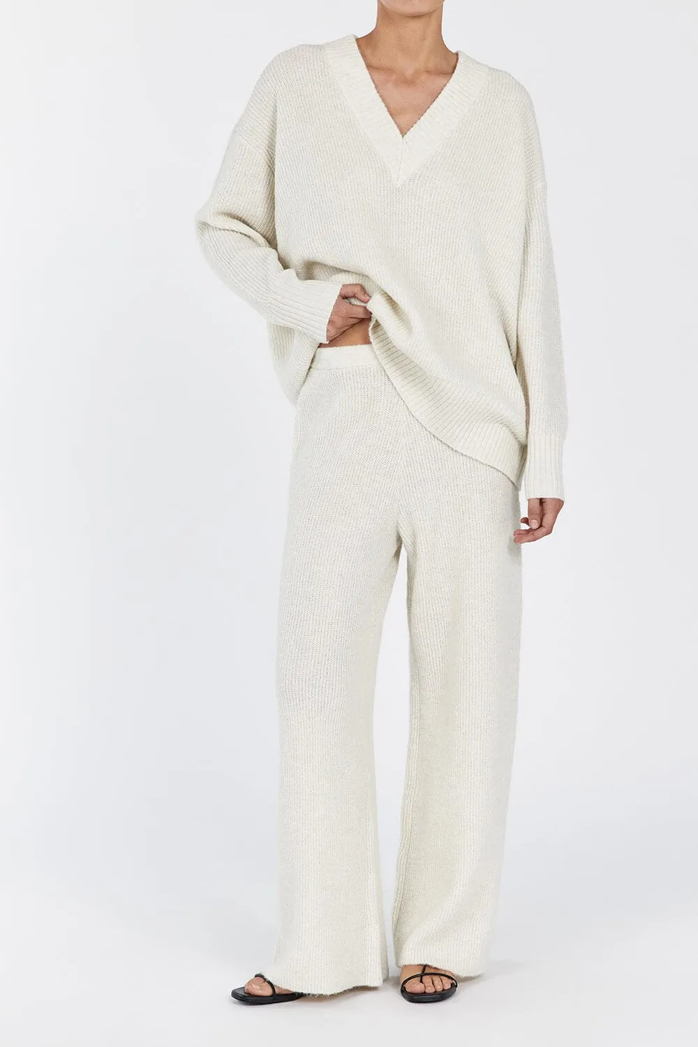 ZELIE CREAM MARLE KNIT PANT